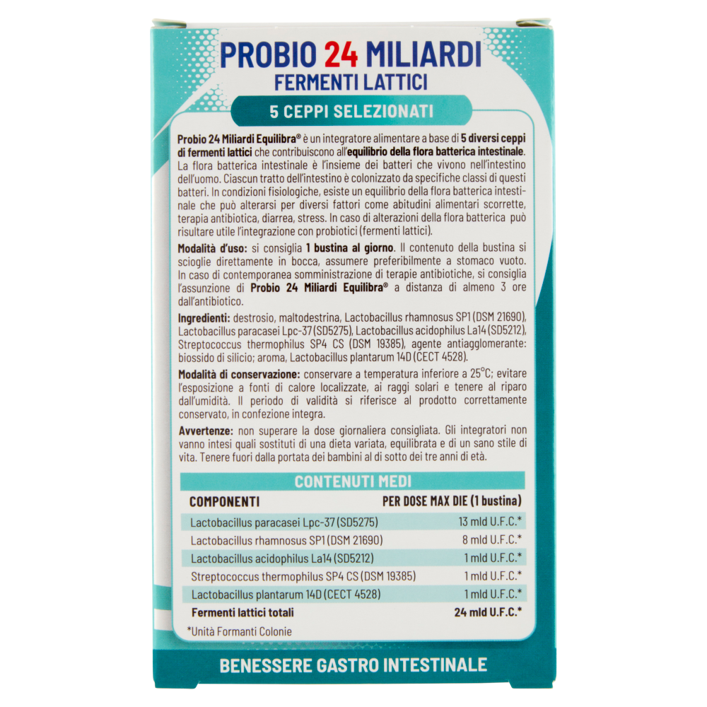 Probio 24 Miliardi Fermenti Lattici 5 Ceppi Selezionati 10 Bustine Orosolubili