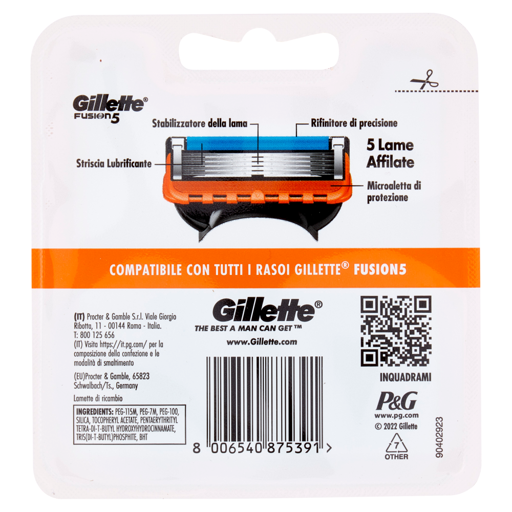 Gillette Fusion5 Lame Manual Ricarica x4